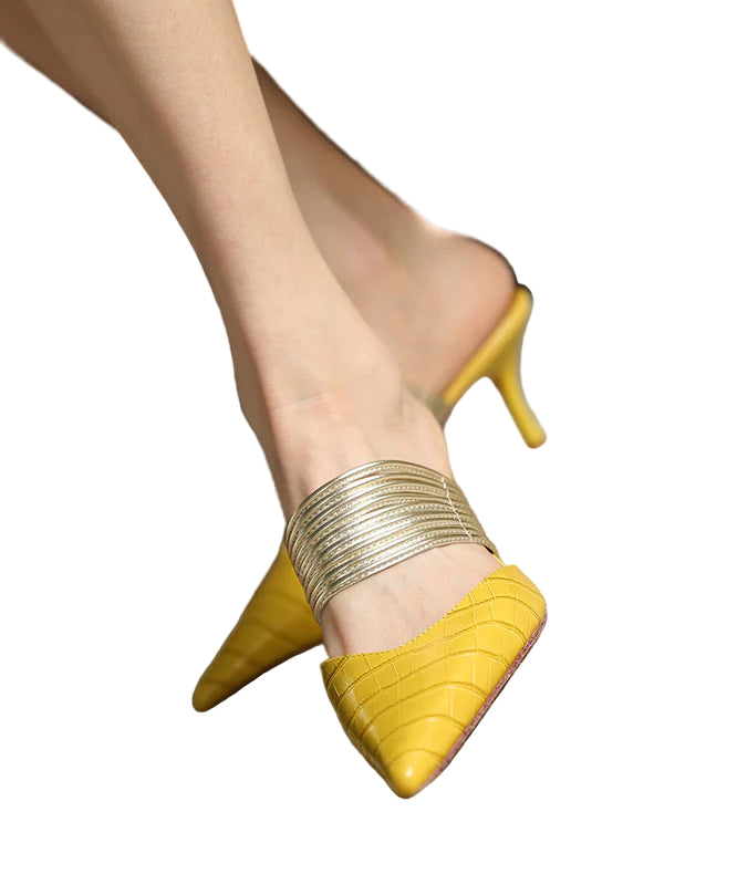 pointed mules with gold layered strap - SOLENERU