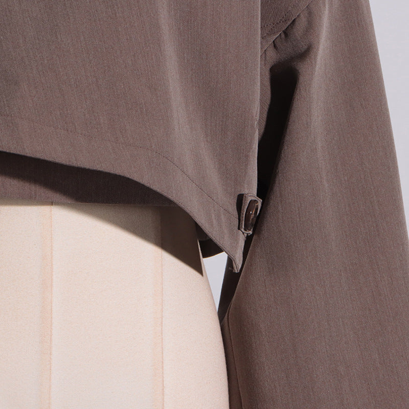 asymmetric cropped jacket with draped overlay – RHEA