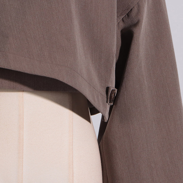 asymmetric cropped jacket with draped overlay – RHEA