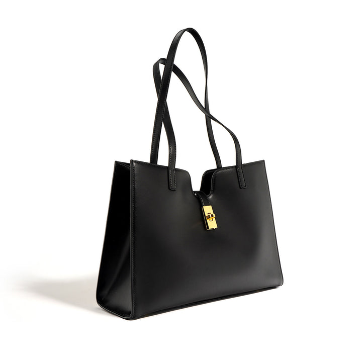 structured shoulder tote with gold-tone twist lock - AURA