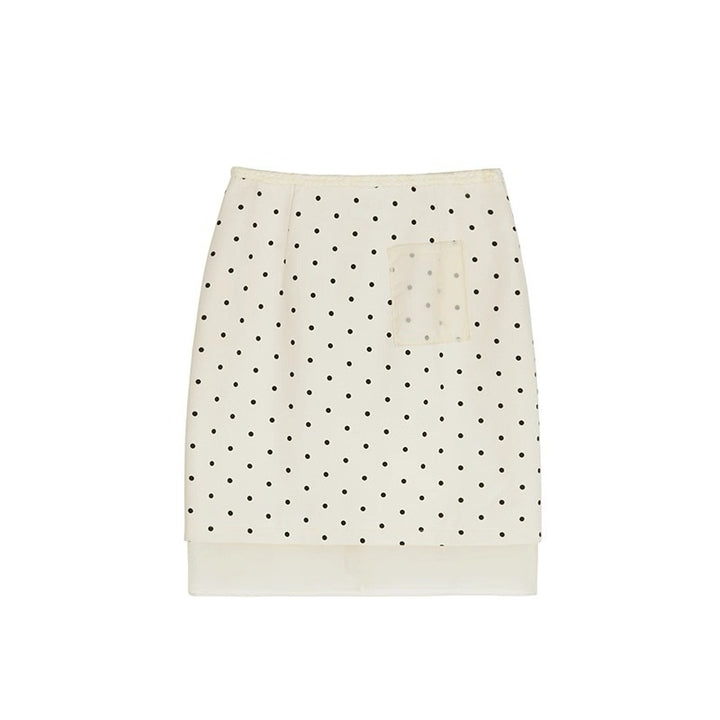polka dot blouse and mini skirt set with scarf tie –  SET