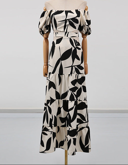 Off-Shoulder Printed Maxi Dress - Riviera