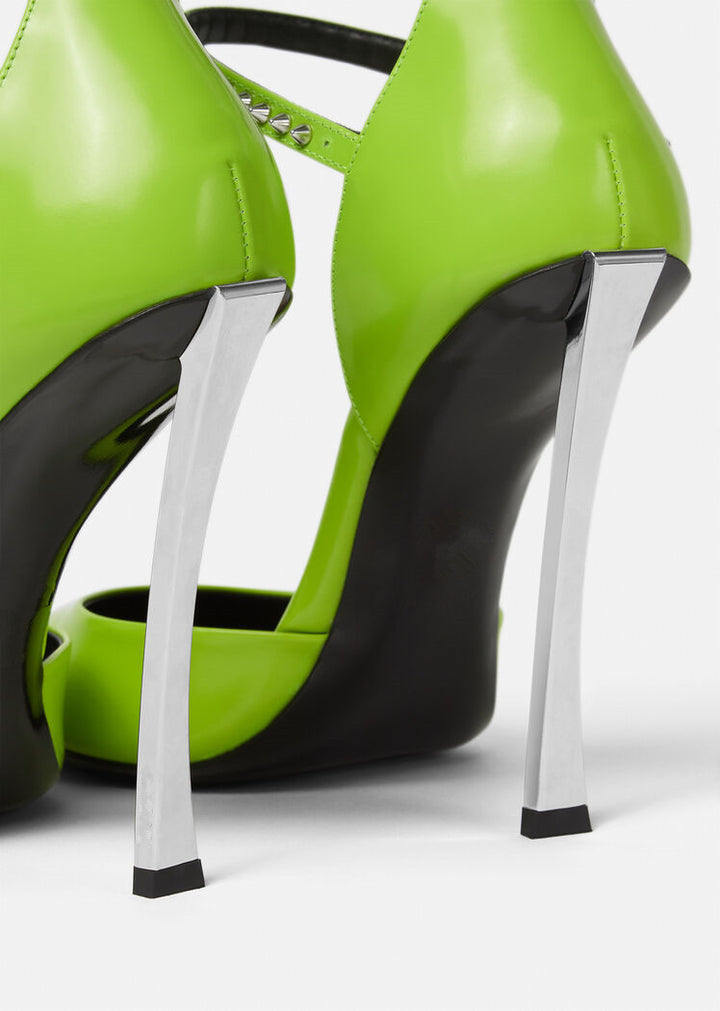 triple-strap pointed-toe heels with studded details – AURORA