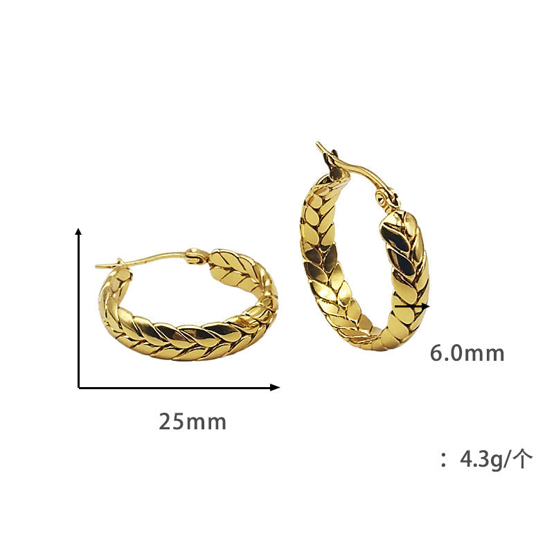 أقراط ذهبية مضفرة على شكل حلقة - سينيا