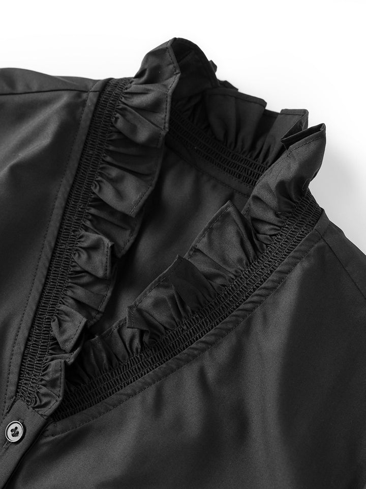 فستان بغطاء بأكمام ثلاثة أرباع مع طية صدر مزينة بالترتر وزخرفة زهرية - ألينا 