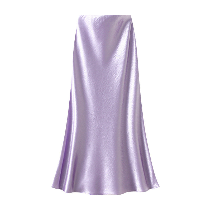 satin A-line midi skirt in icy blue – FROST