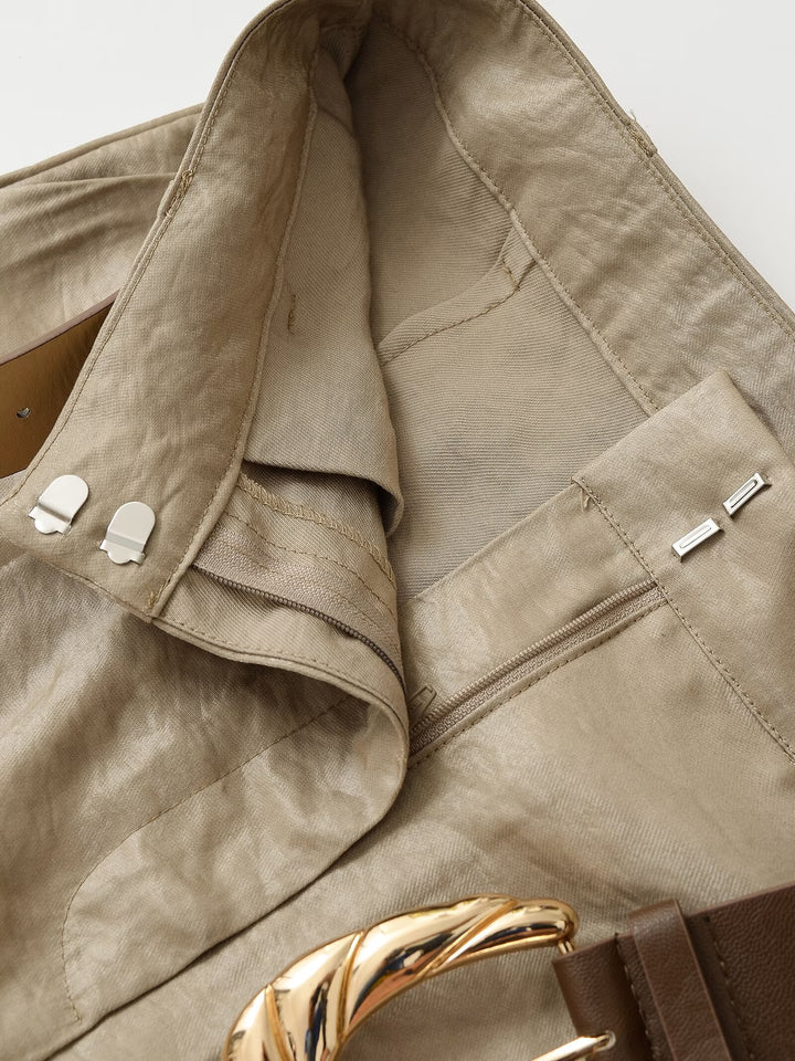 high-waist wide-leg trousers with statement belt – CALISTA