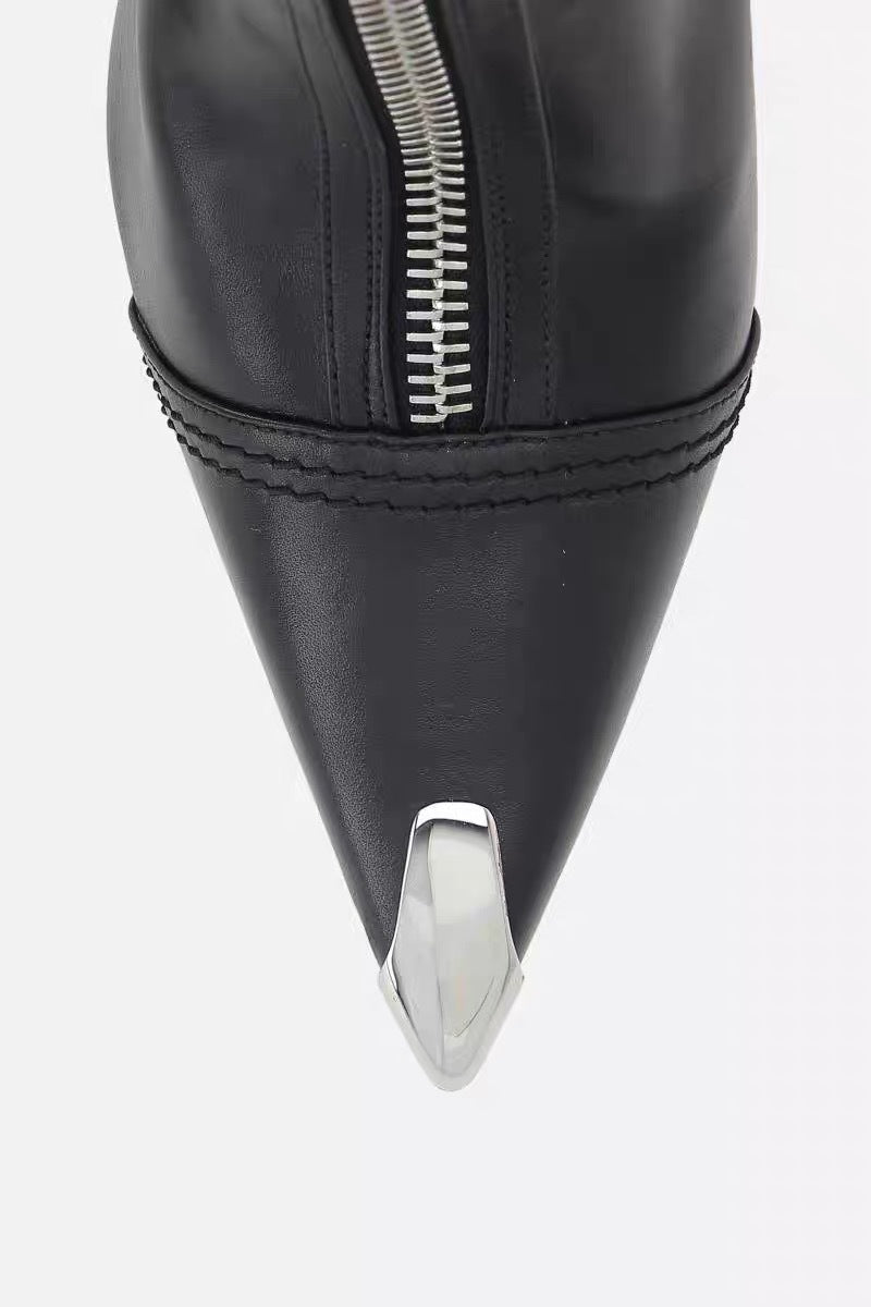 zip-front ankle boots with metal tip – CRIMSON EDGE