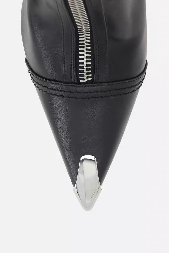 zip-front ankle boots with metal tip – CRIMSON EDGE