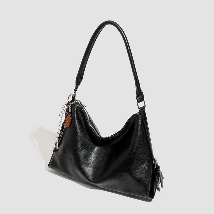 Vintage Brown Leather Shoulder Bag - Minimal