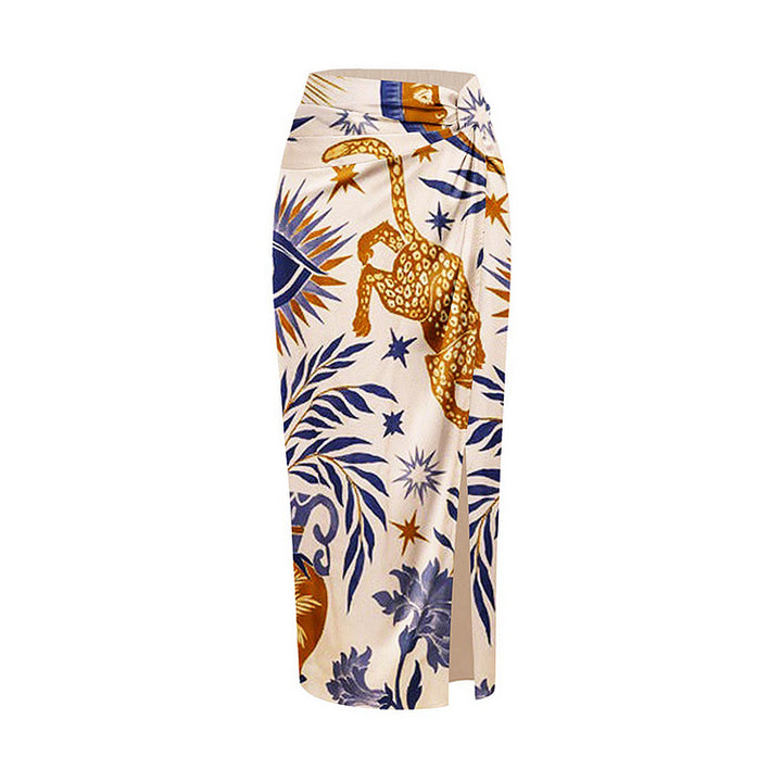 ruffle sleeve wrap bikini with printed sarong skirt set – SAFARI