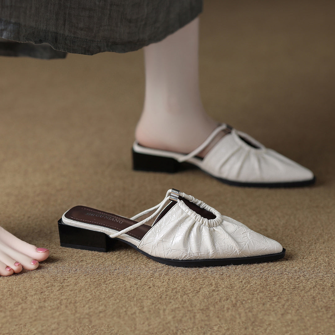 pointed-toe mules with ruched detail and double straps – AURORANDA