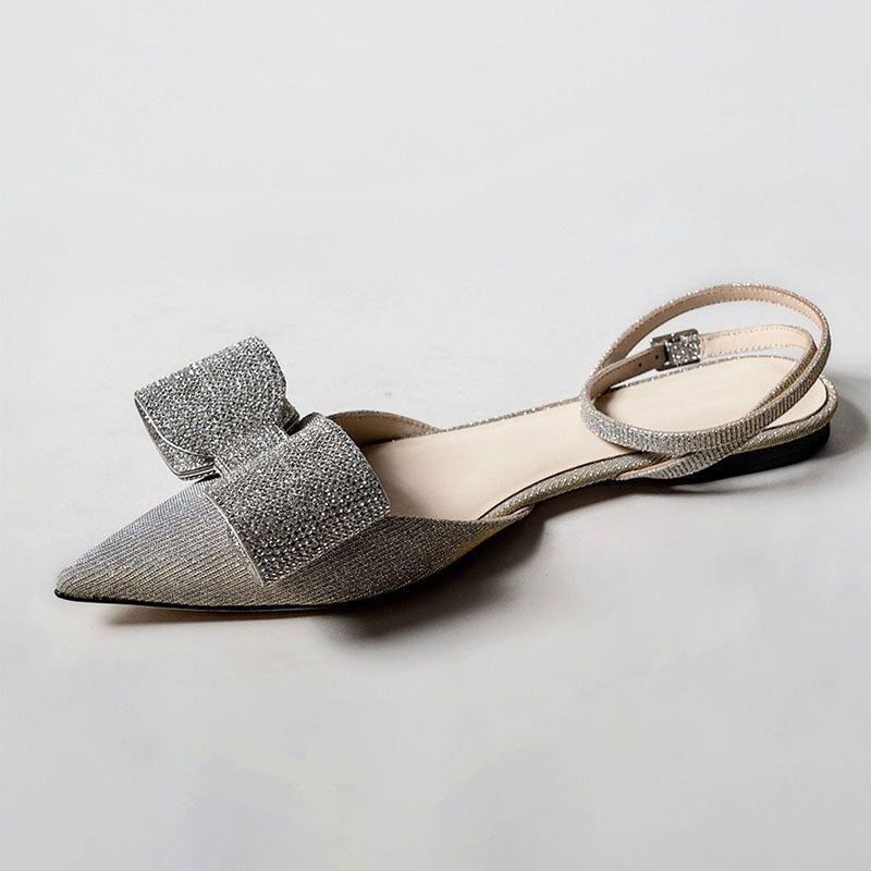 pointed-toe slingback flats with crystal bow – GASELLA