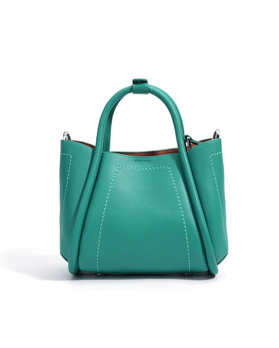 mini trapeze top-handle bag with lock detail - LARA