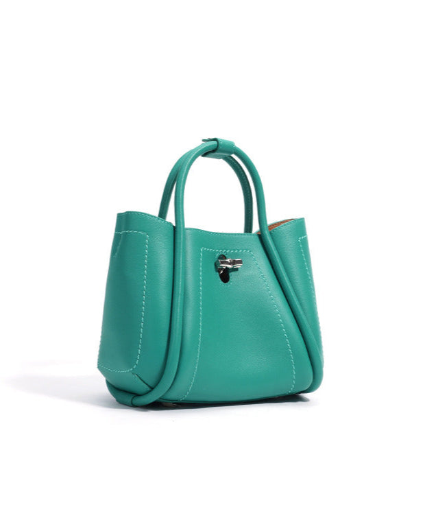 mini trapeze top-handle bag with lock detail - LARA
