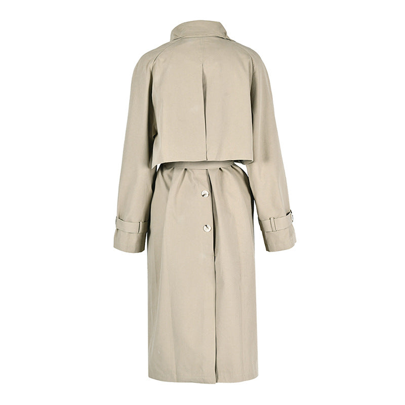 belted long trench coat with layered collar – SAVANNA
