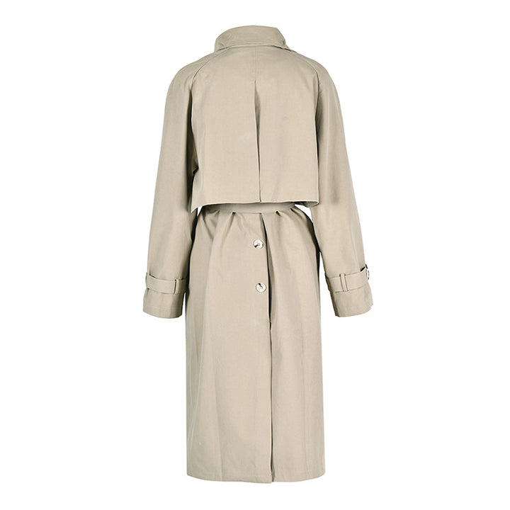 belted long trench coat with layered collar – SAVANNA