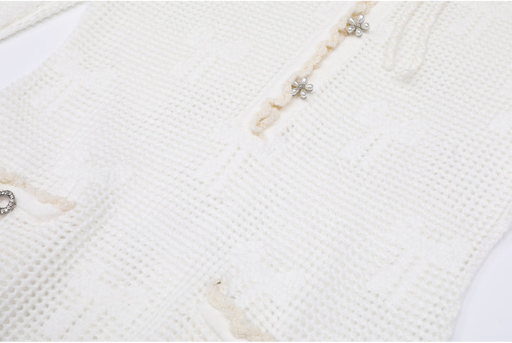 crochet flare-sleeve dress with bow-tie neckline – CELINERTA