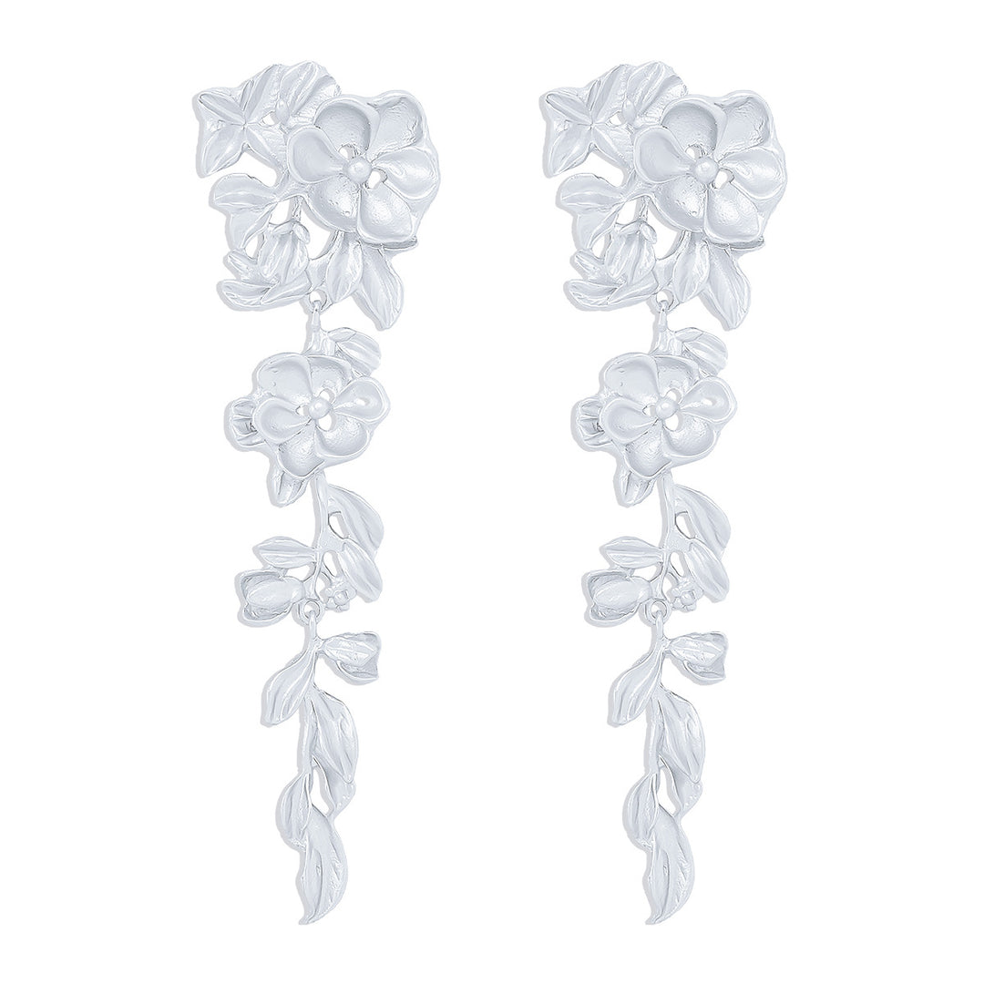 Floral drop earrings with cascading leaf vines – Bondru