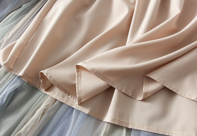 ombré tulle midi skirt with layered pleats – AURORA