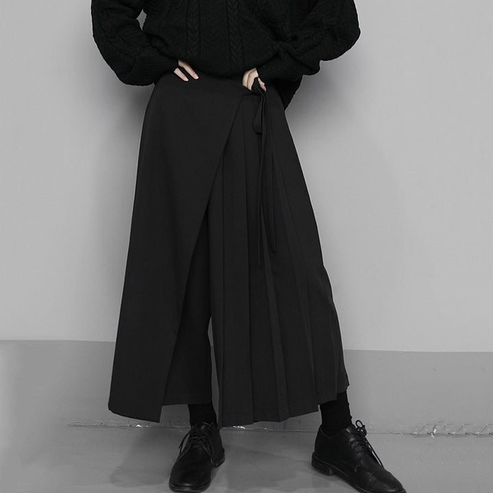 pleated wrap wide-leg pants with tie waist – NOIRIS