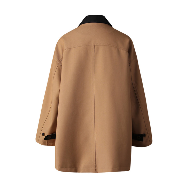 button-front minimalist jacket with contrast collar – KIVAA