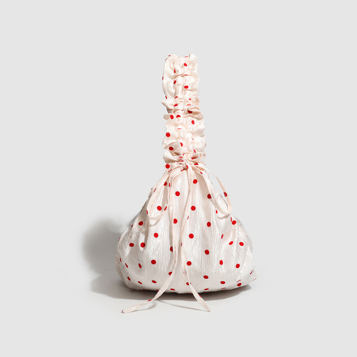Ruched Polka Dot Crescent Bag - Cute