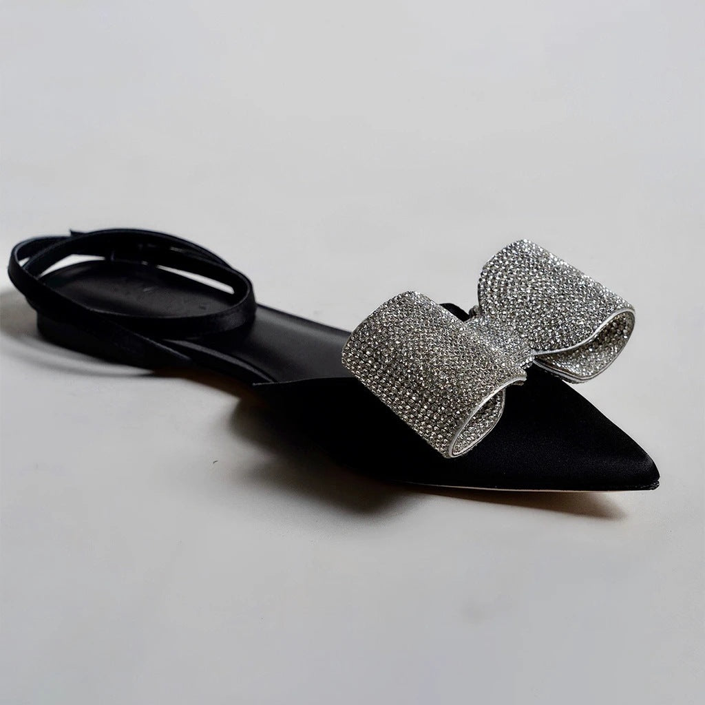 pointed-toe slingback flats with crystal bow – GASELLA