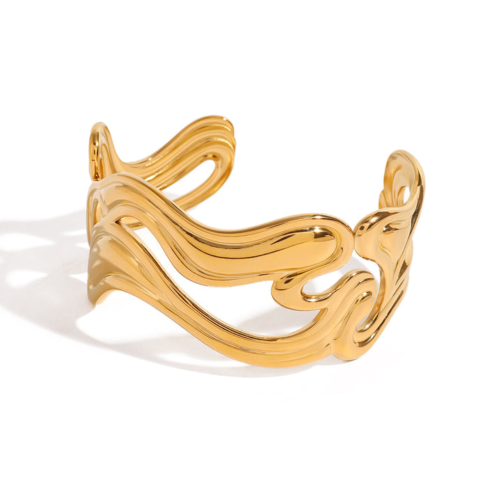 Open cuff bracelet with fluid wave cutout - Nuifi