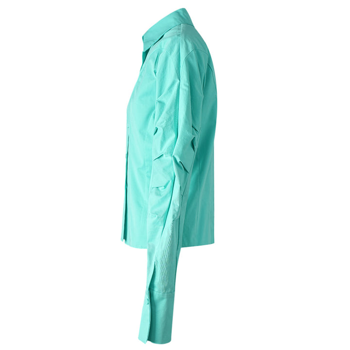 sculpted button-down shirt with contoured sleeves – MINTARA