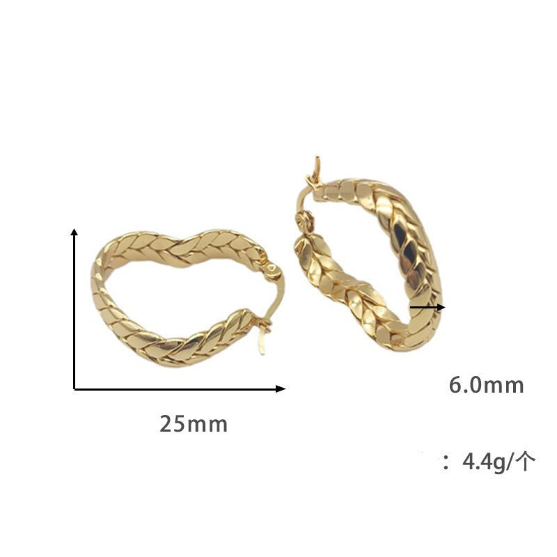 أقراط ذهبية مضفرة على شكل حلقة - سينيا