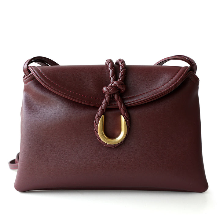 braided flap leather crossbody bag with gold hook detail – CELINEA