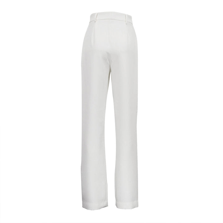 high-waist straight tailored pants with layered panel detail – LUCIA