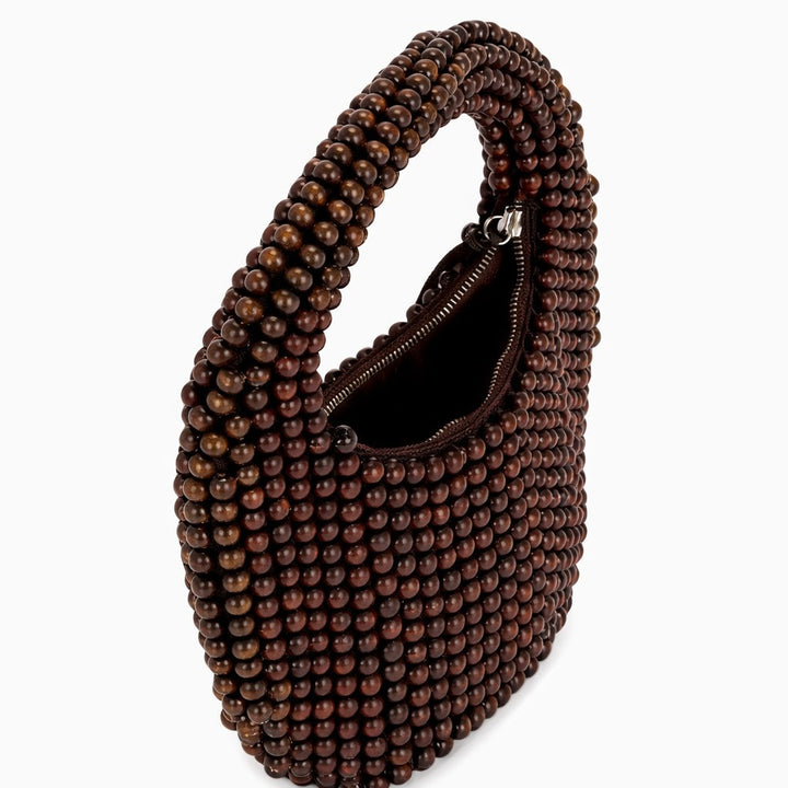beaded hobo shoulder bag with rounded handle – CURVE