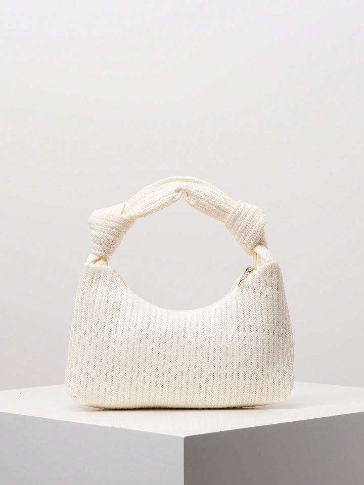 Knotted handle shoulder bag in woven cream raffia - Rutri