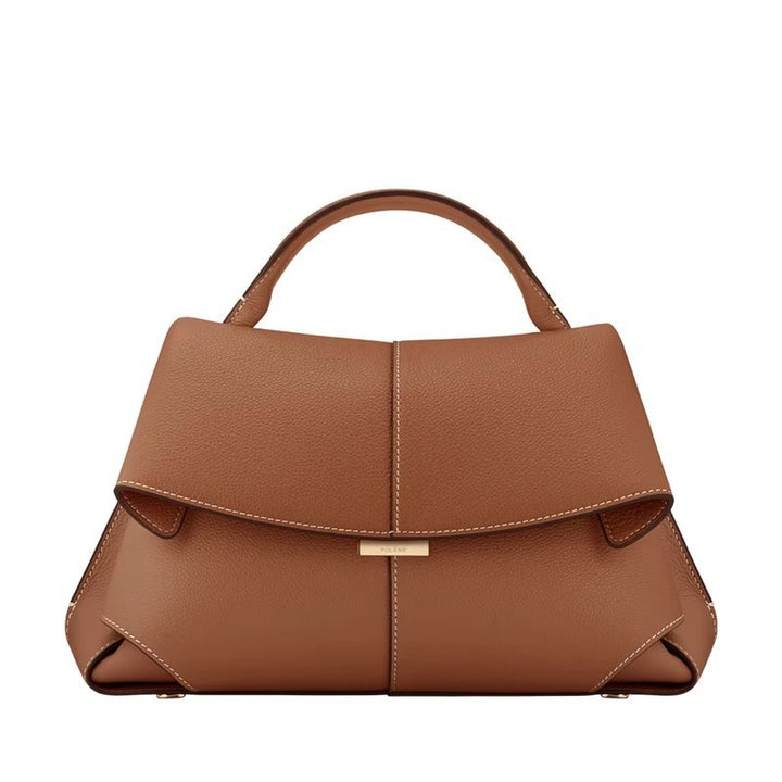 folded flap leather top-handle bag – VERA