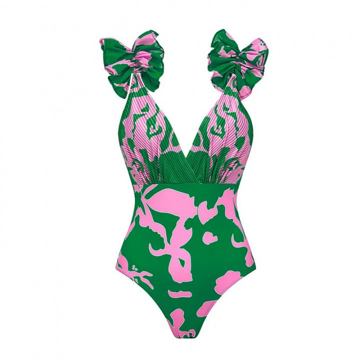 bow-strap floral swimsuit with tiered maxi skirt – ELADWY