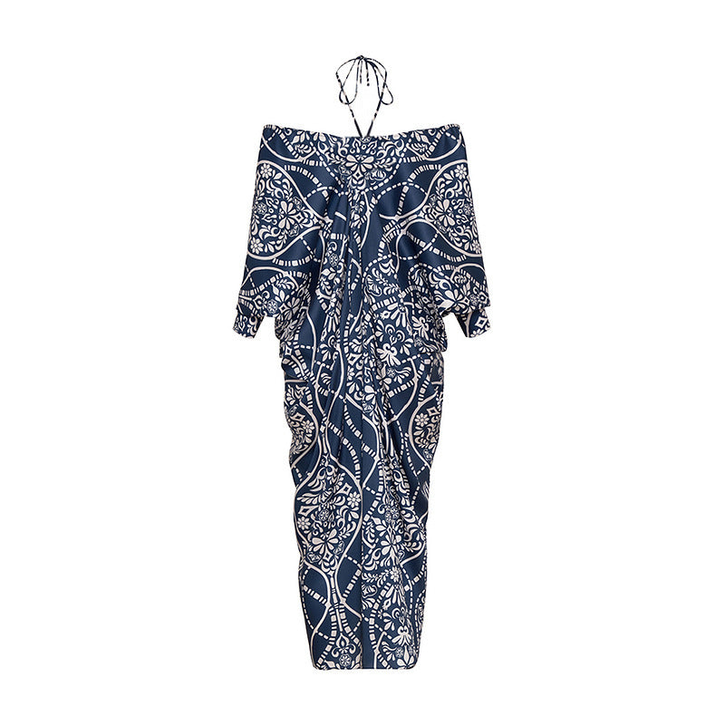 embellished strap one-piece with printed cover-up – ORNAMENT