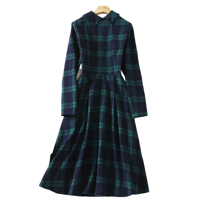 plaid fit-and-flare midi dress with waist detail – HIGHLAND