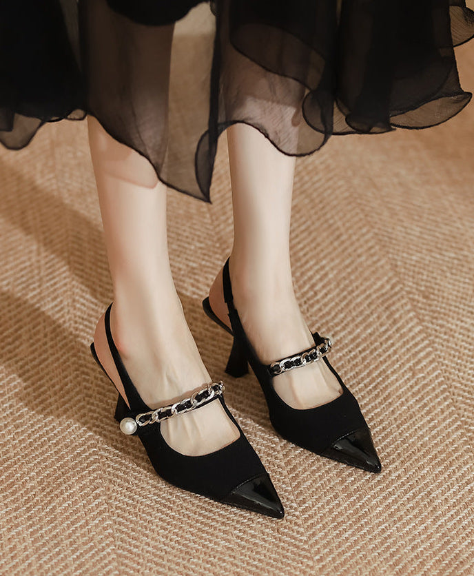 slingback pumps with chain and pearl detail - AURATPA