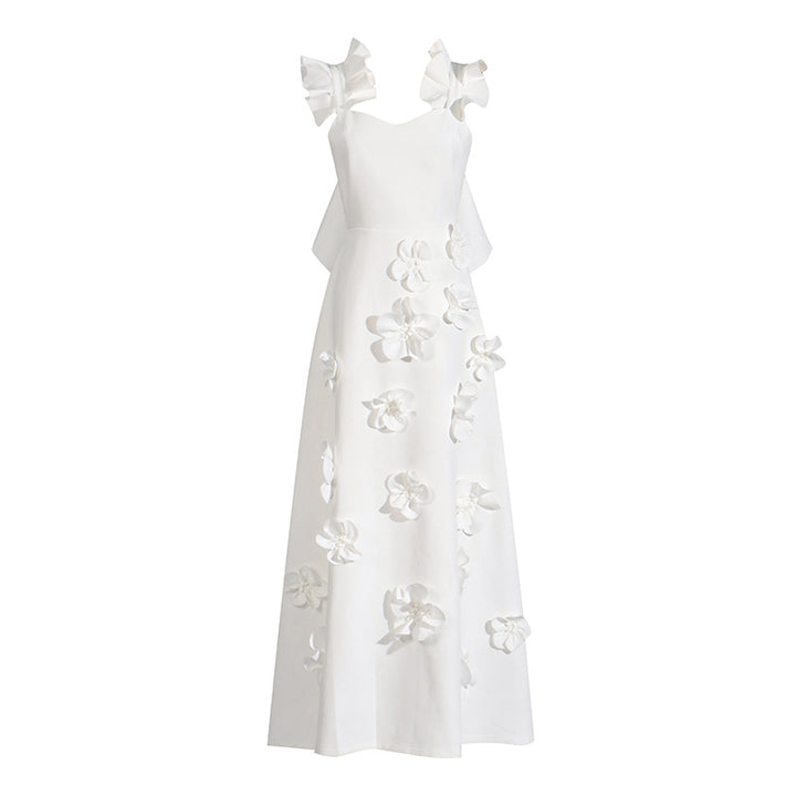 sleeveless A-line dress with 3D floral appliqué – BODY