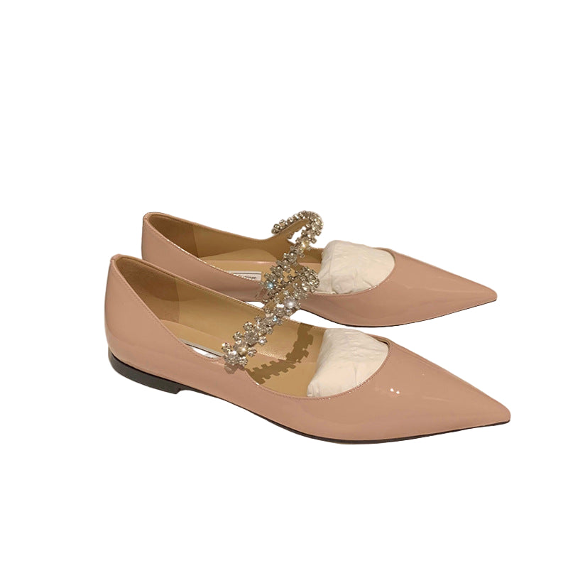 pointed toe flats with crystal strap - VERACI