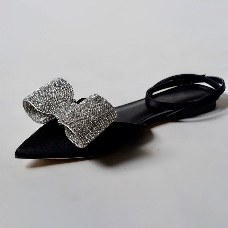pointed-toe slingback flats with crystal bow – GASELLA