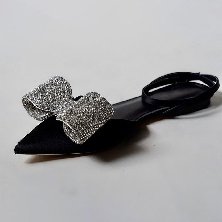 pointed-toe slingback flats with crystal bow – GASELLA