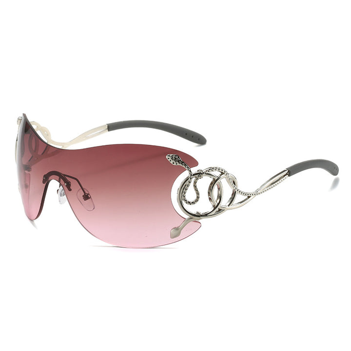 futuristic rimless sunglasses with snake metalwork - NOVAQ