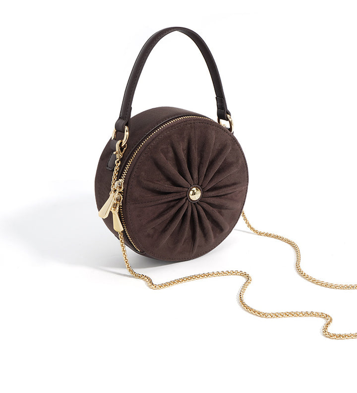 round ruched suede bag with top handle - MAVIA