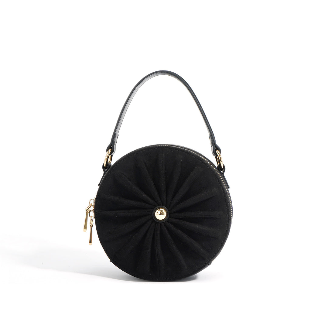 round ruched suede bag with top handle - MAVIA