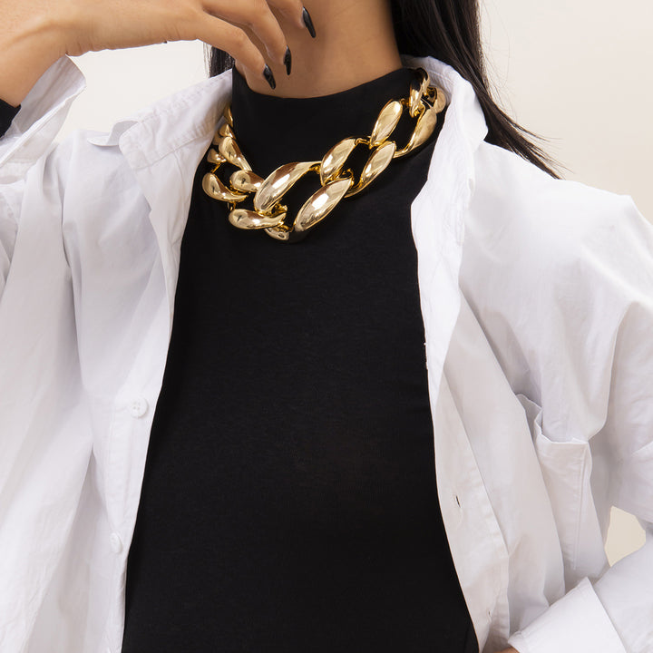 chunky oval-link chain necklace with gold finish – KORA