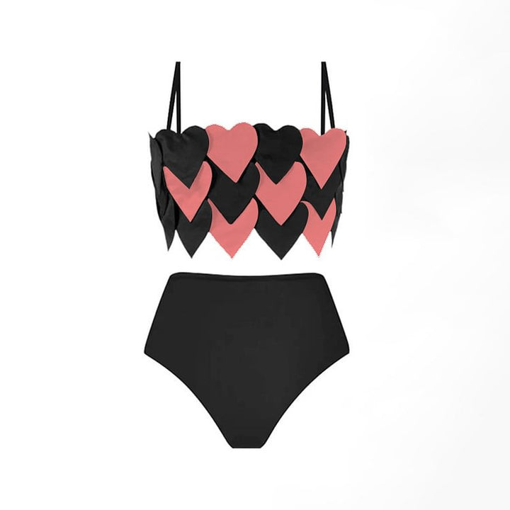 heart appliqué crop bikini with midi slit skirt set – LOVE