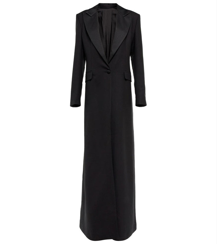 longline tailored blazer dress with deep plunge - Adbisfd